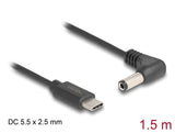 Delock USB Type-C™ Stromkabel zu DC 5,5 x 2,5 mm Stecker gewinkelt 1,5 m