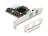 Delock PCI Express x1 Karte zu 2 x PS/2 und USB Pfostenstecker - Low Profile Formfaktor