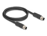 Delock M12 Kabel L-kodiert 4 Pin Stecker zu Stecker PUR schleppkettentauglich 1 m schwarz
