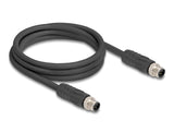 Delock M12 Kabel L-kodiert 4 Pin Stecker zu Stecker PUR schleppkettentauglich 2 m schwarz
