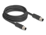 Delock M12 Kabel L-kodiert 4 Pin Stecker zu Stecker PUR schleppkettentauglich 3 m schwarz