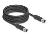 Delock M12 Kabel L-kodiert 4 Pin Stecker zu Stecker PUR schleppkettentauglich 5 m schwarz