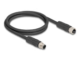 Delock M12 Kabel L-kodiert 4 Pin Stecker zu Buchse PUR schleppkettentauglich 1 m schwarz