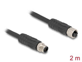Delock M12 Kabel L-kodiert 4 Pin Stecker zu Buchse PUR schleppkettentauglich 2 m schwarz
