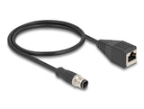 Delock M12 Kabel D-kodiert 4 Pin Stecker zu RJ45 Buchse PVC 0,5 m