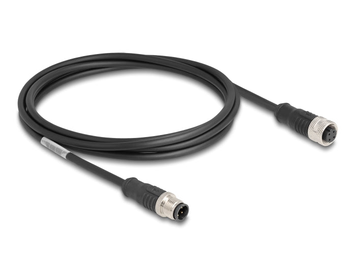 Delock M12 Kabel D-kodiert 4 Pin Stecker zu Buchse PVC 2 m