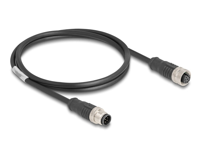 Delock M12 Kabel A-kodiert 8 Pin Stecker zu Buchse PVC 1 m