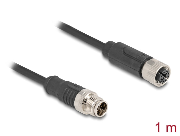 Delock M12 Kabel X-kodiert 8 Pin Stecker zu Buchse PVC 1 m