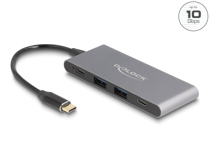 Delock 4 Port USB Type-C™ Hub mit 2 x USB Typ-A und 2 x USB Type-C™ 10 Gbps