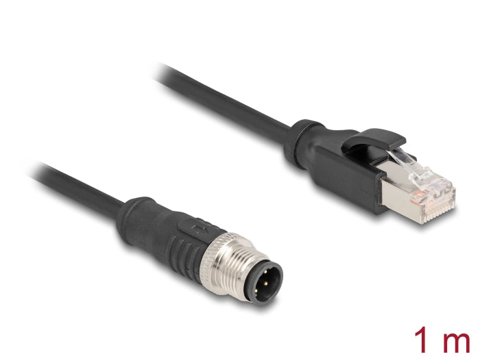 Delock M12 Kabel D-kodiert 4 Pin Stecker zu RJ45 Stecker PVC 1 m