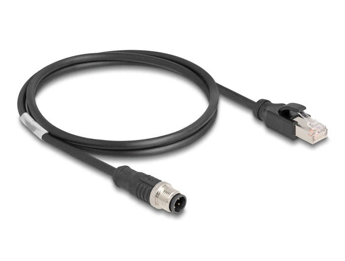 Delock M12 Kabel D-kodiert 4 Pin Stecker zu RJ45 Stecker PVC 1 m
