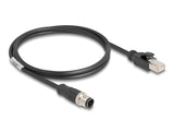 Delock M12 Kabel D-kodiert 4 Pin Stecker zu RJ45 Stecker PVC 1 m