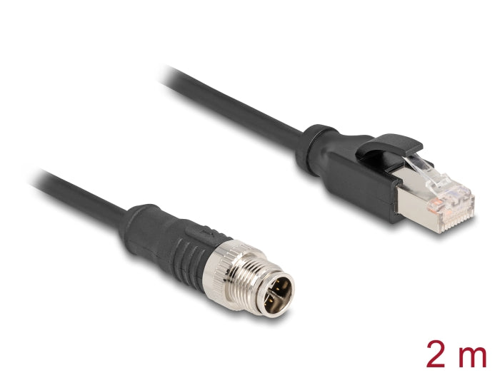 Delock M12 Kabel X-kodiert 8 Pin Stecker zu RJ45 Stecker PVC 2 m
