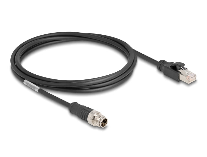 Delock M12 Kabel X-kodiert 8 Pin Stecker zu RJ45 Stecker PVC 2 m