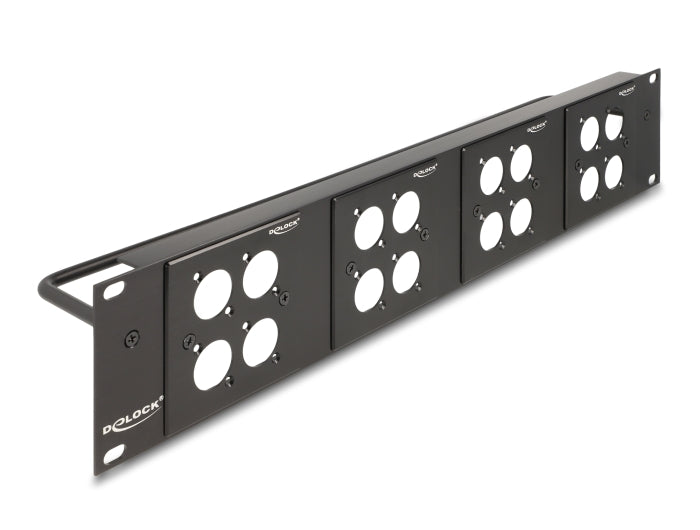 Delock D-Typ 19″ Patchpanel mit 4 D-Typ Platten 86 x 86 mm und 4 Ports 2 HE schwarz