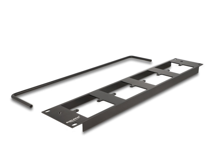Delock D-Typ 19″ Patchpanel mit 4 D-Typ Platten 86 x 86 mm und 4 Ports 2 HE schwarz