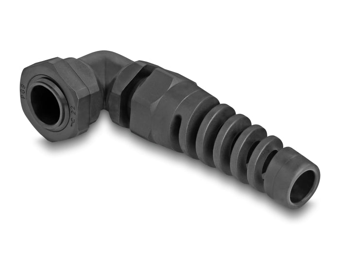 Delock Kabelverschraubung mit Zugentlastung 90° gewinkelt PG9 schwarz