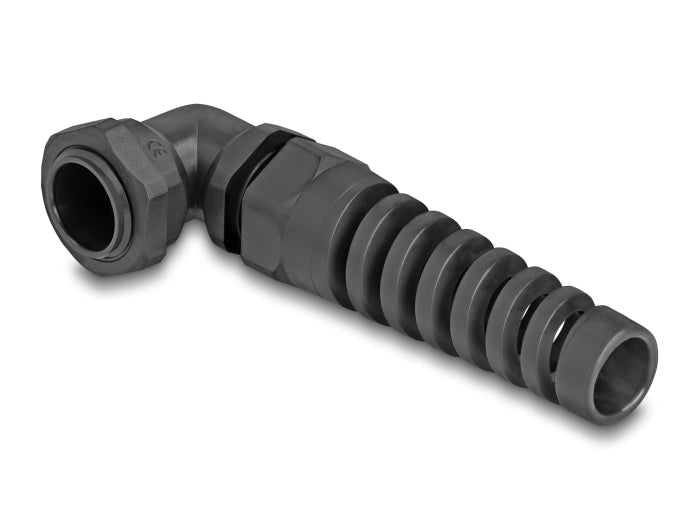 Delock Kabelverschraubung mit Zugentlastung 90° gewinkelt PG13,5 schwarz