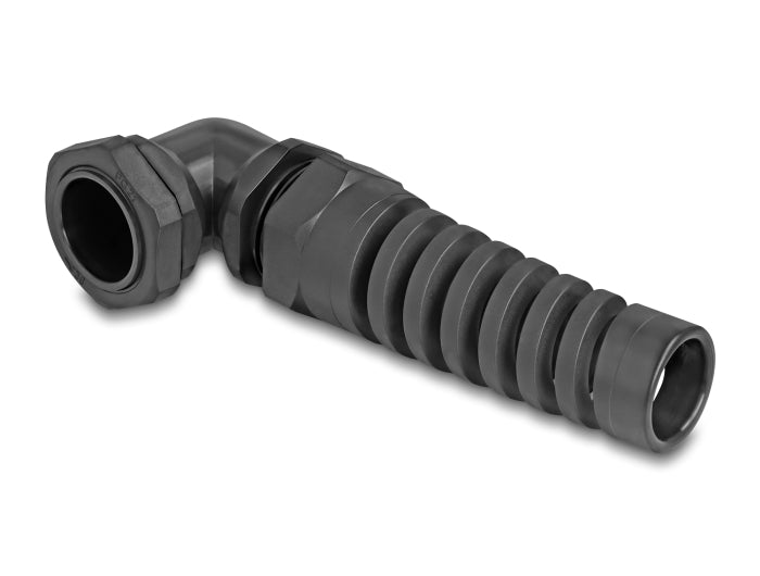 Delock Kabelverschraubung mit Zugentlastung 90° gewinkelt PG21 schwarz