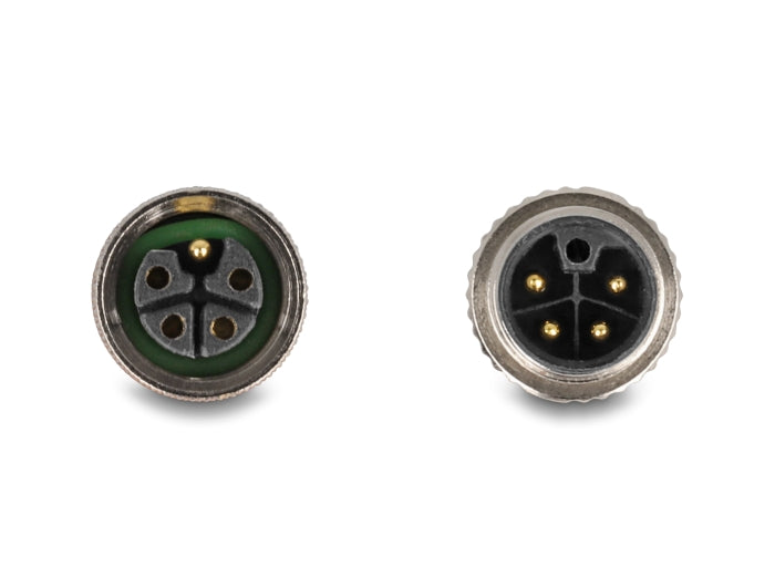 Delock M12 Kabel L-kodiert 5 Pin Stecker rechts gewinkelt zu Buchse gerade PUR schleppkettentauglich 5 m grau