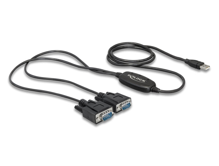 Delock Adapter USB 2.0 Typ-A > 2 x Seriell DB9 RS-232