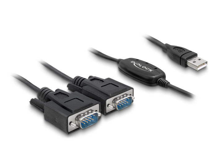 Delock Adapter USB 2.0 Typ-A > 2 x Seriell DB9 RS-232