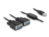 Delock Adapter USB 2.0 Typ-A > 2 x Seriell DB9 RS-232