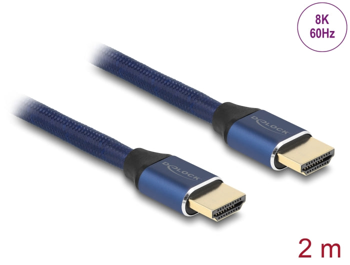 Delock Ultra High Speed HDMI Kabel 48 Gbps 8K 60 Hz blau 2 m zertifiziert