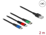 Delock USB Ladekabel 3 in 1 Typ-A zu Lightning™ / Micro USB / USB Type-C™ 2 m 3-farbig