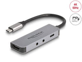 Delock USB Type-C™ Adapter zu HDMI 4K 60 Hz und Headset und Mikrofonschluss + USB Type-C™ PD 95 W