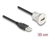 Delock USB 2.0 Typ-A Einbaubuchse mit Kabelpeitsche Stecker 30 cm Aluminium