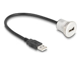 Delock USB 2.0 Typ-A Einbaubuchse mit Kabelpeitsche Stecker 30 cm Aluminium