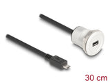 Delock USB 2.0 Micro-B Einbaubuchse mit Kabelpeitsche Stecker 30 cm Aluminium