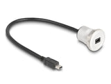 Delock USB 2.0 Mini-B Einbaubuchse mit Kabelpeitsche Stecker 30 cm Aluminium