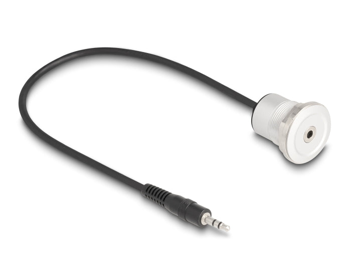 Delock Klinke 3,5 mm 3 Pin Einbaubuchse mit Kabelpeitsche Stecker 30 cm Aluminium