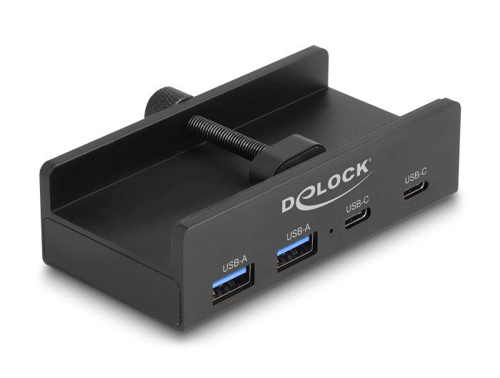 Delock Externer USB 5 Gbps 4 Port Hub 2 x USB Typ-A und 2 x USB Type-C™ mit Feststellschraube