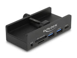 Delock Externer USB 5 Gbps 3 Port Hub 2 x USB Typ-A, 1 x USB Type-C™ und 2 Slot Card Reader mit Feststellschraube