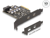 Delock PCI Express x4 Karte zu 2 x extern USB Type-C™ + 1 x intern USB 10 Gbps Typ-E Key A und 1 x 19 Pin Pfostenstecker - Low Profile Formfaktor