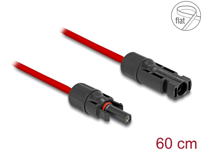 Delock DL4 Solar Flachbandkabel Stecker zu Buchse 60 cm rot