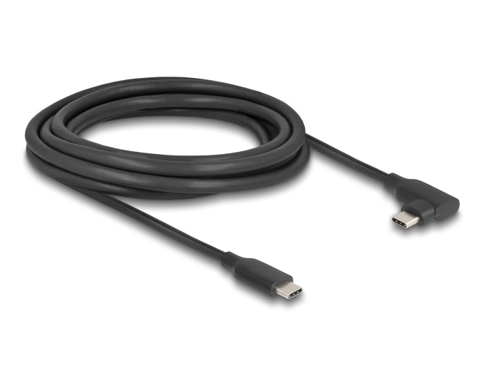 Delock Aktives USB 10 Gbps Kabel USB Type-C™ Stecker zu Stecker gewinkelt links / rechts 3 m 8K PD 60 W mit E-Marker