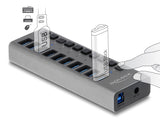 Delock Externer 5 Gbps USB Hub mit 10 Ports + Schalter