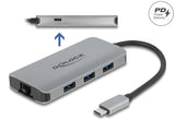Delock USB 3.2 Gen 1 Hub mit 4 Ports und Gigabit LAN und PD