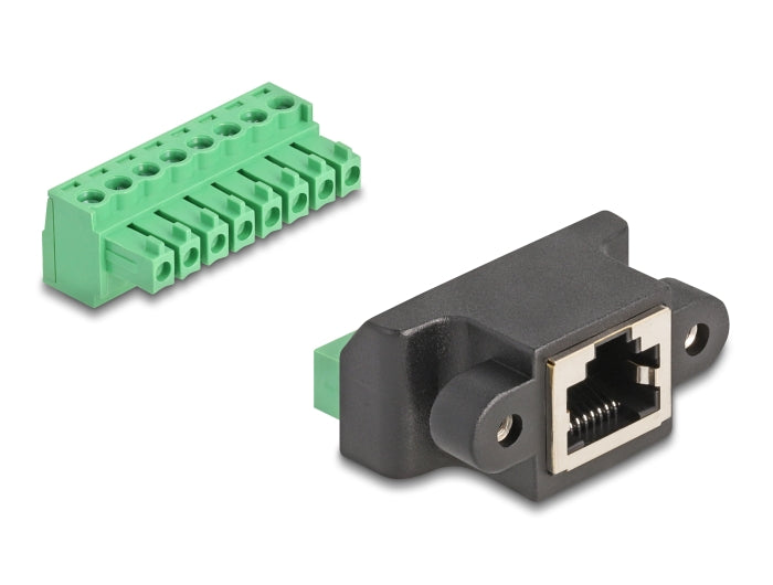 Delock RJ45 Buchse zu Terminalblock Adapter zum Einbau 8 Pin 2-teilig