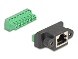 Delock RJ45 Buchse zu Terminalblock Adapter zum Einbau 8 Pin 2-teilig
