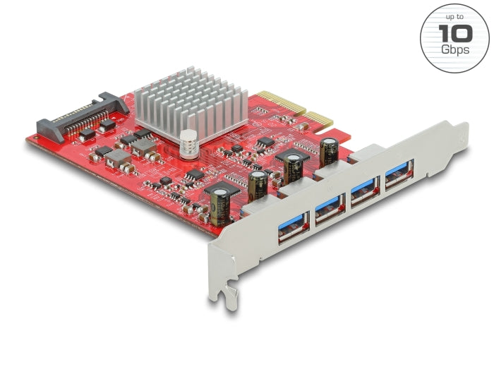 Delock PCI Express x4 Karte zu 4 x extern USB 10 Gbps Typ-A Buchse