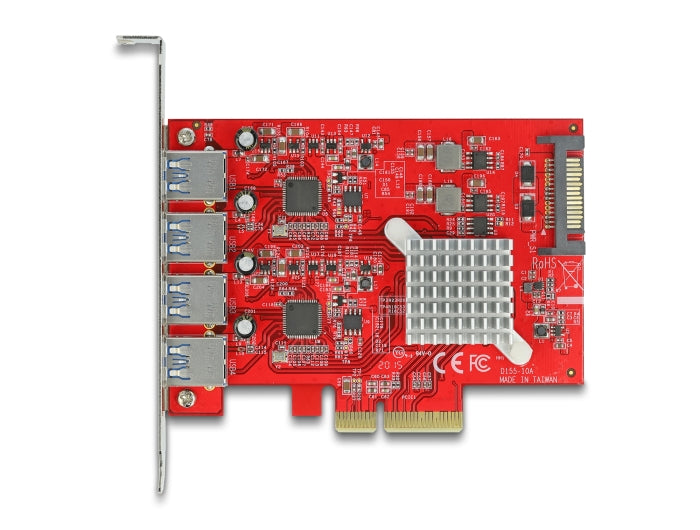 Delock PCI Express x4 Karte zu 4 x extern USB 10 Gbps Typ-A Buchse