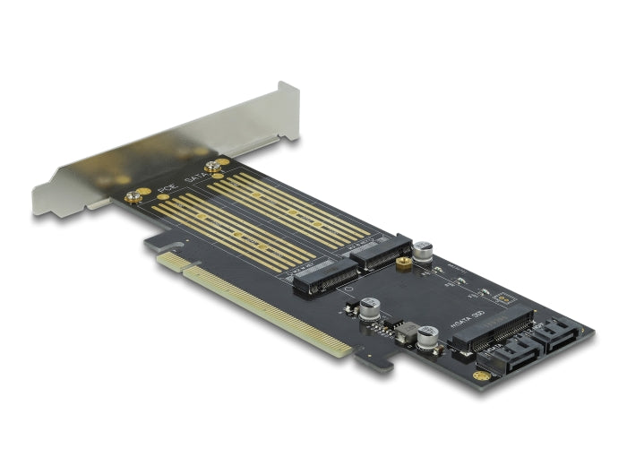 Delock PCI Express x16 Karte zu 1 x M.2 Key B + 1 x NVMe M.2 Key M + 1 x mSATA - Low Profile Formfaktor