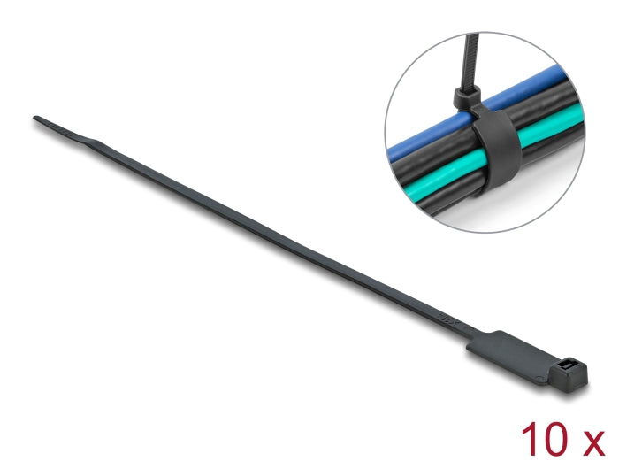 Delock Kabelbinder mit Beschriftungsfeld L 300 x B 4,8 mm schwarz 10 Stück