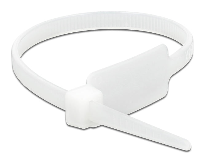 Delock Kabelbinder mit Beschriftungsfeld L 190 x B 4,8 mm weiß 10 Stück