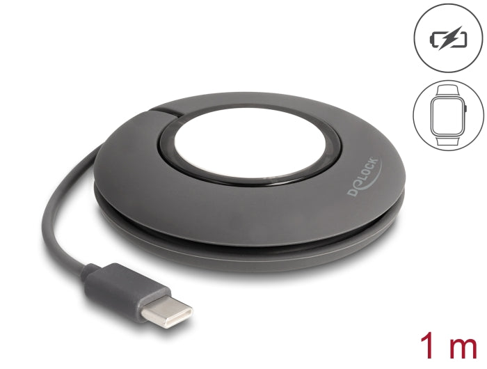 Delock USB Type-C™ Aufrollladekabel für Apple Watch 1 m grau magnetisch